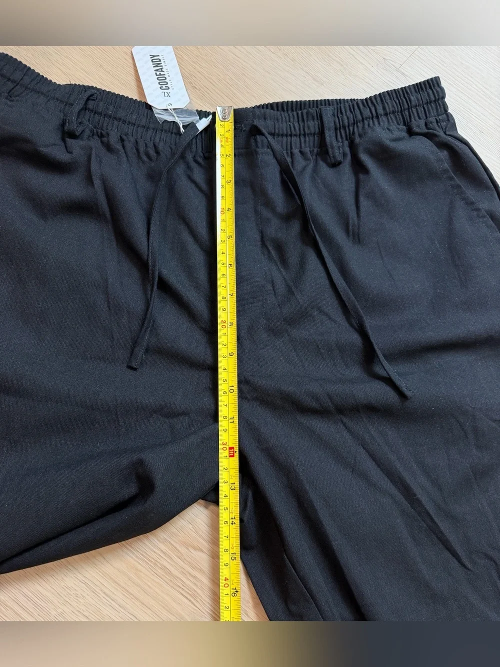 Coofandy Pants Mens Black Linen Blend Drawstring Elastic Waist  Size XL NWT